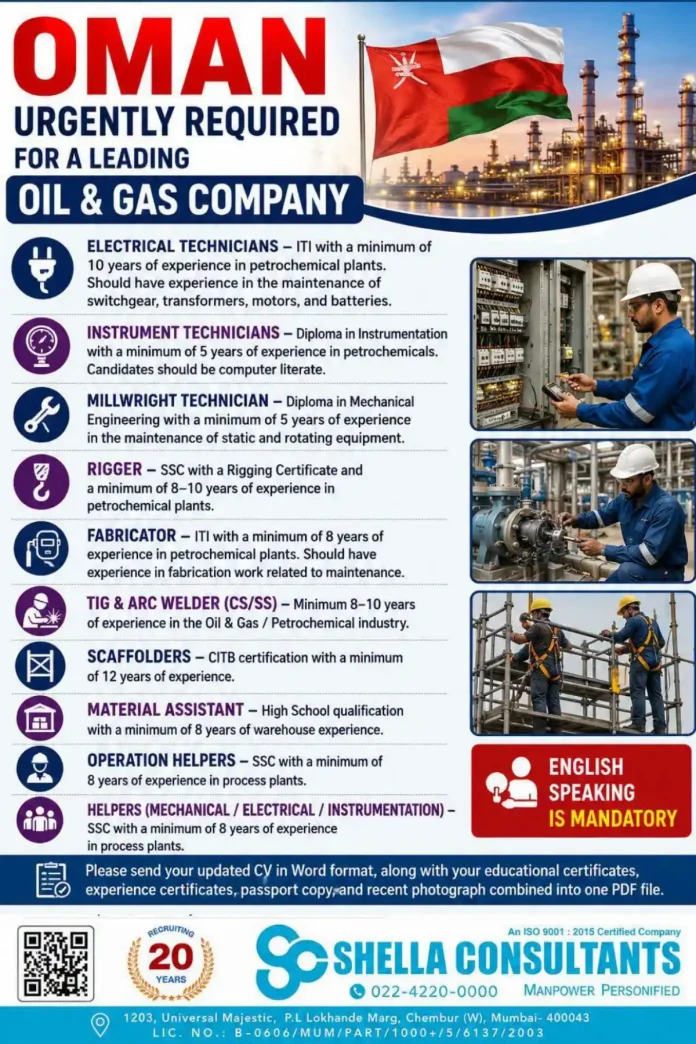 Oil & Gas Jobs in Oman - SHELLA Consultants recruitment