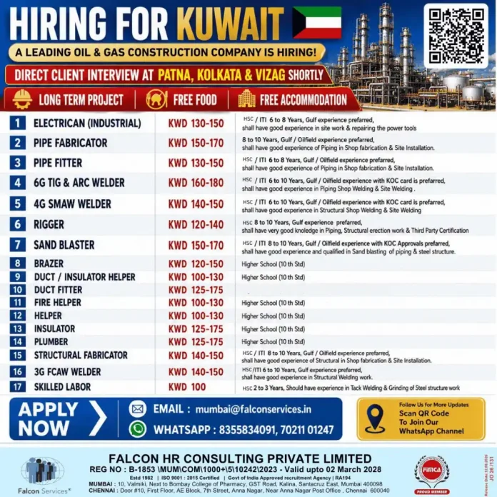 Kuwait Oil and Gas Construction Jobs Hiring – Direct Client Interview