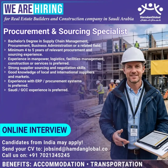 Procurement and Sourcing Specialist job in Saudi Arabia