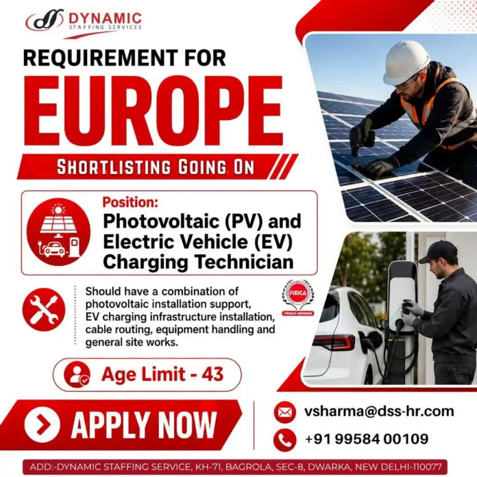 PV and EV Charging Technician jobs in Europe with Dynamic Staffing Services