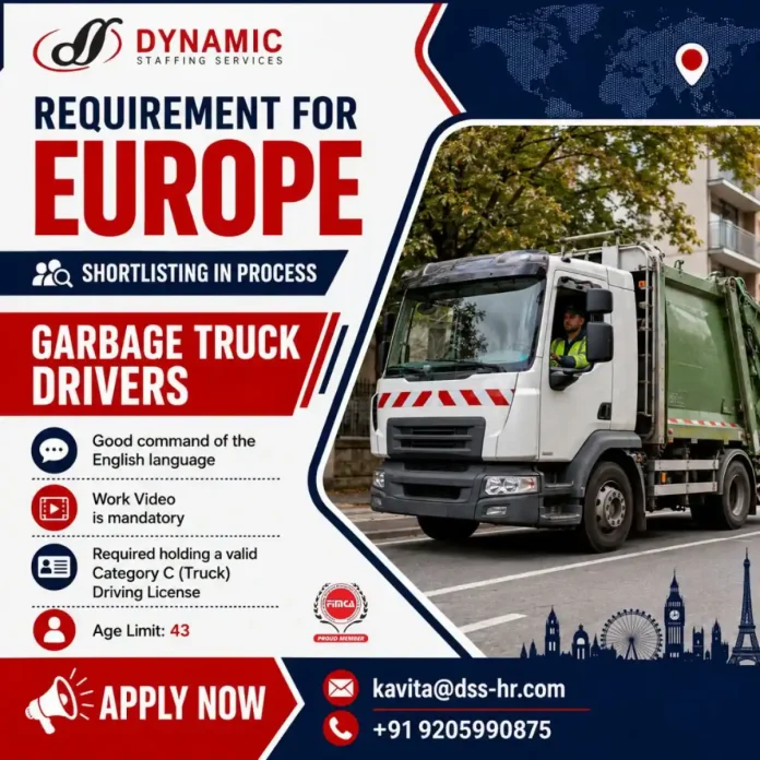 Garbage truck driver jobs in Europe with Dynamic Staffing Services