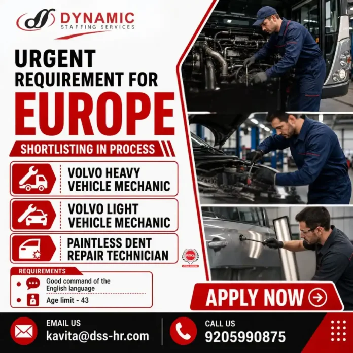 Volvo heavy vehicle mechanic and paintless dent repair technician jobs in Europe