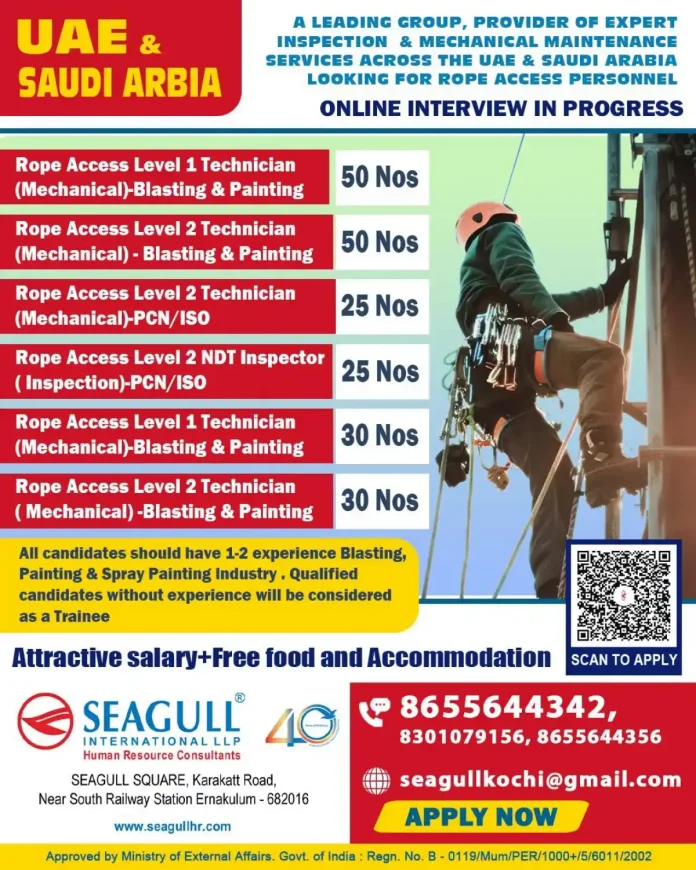 Rope Access Technician Jobs in UAE and Saudi Arabia