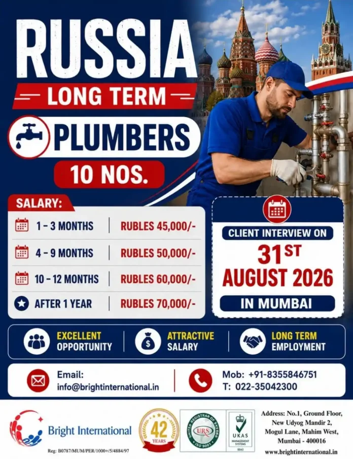 Plumber Jobs in Russia - Long Term Employment
