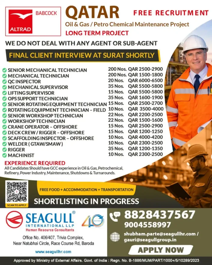 Altrad Babcock Qatar free recruitment - Oil & Gas maintenance jobs in Qatar
