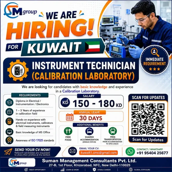 Instrument Technician Calibration Laboratory job in Kuwait
