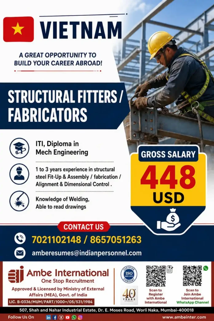 Structural Fitter Fabricator job in Vietnam – Ambe International recruitment