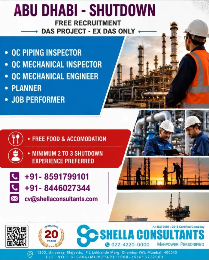 Abu Dhabi Shutdown Jobs - DAS Project Shella Consultants