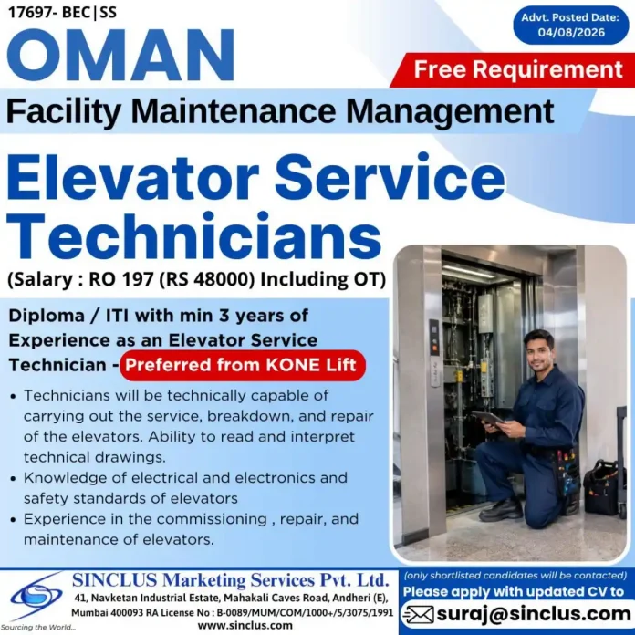 Elevator Service Technician jobs in Oman with SINCLUS