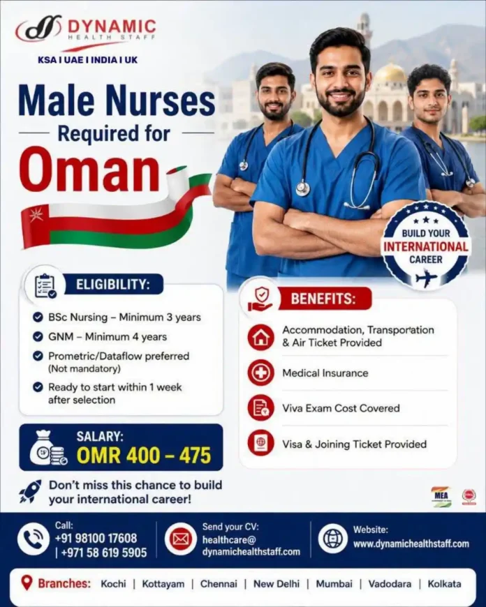Male Nurse Jobs in Oman with Dynamic Health Staff