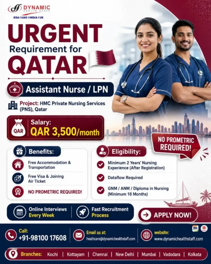 Assistant Nurse LPN Jobs Qatar HMC Private Nursing Services Dynamic Health Staff