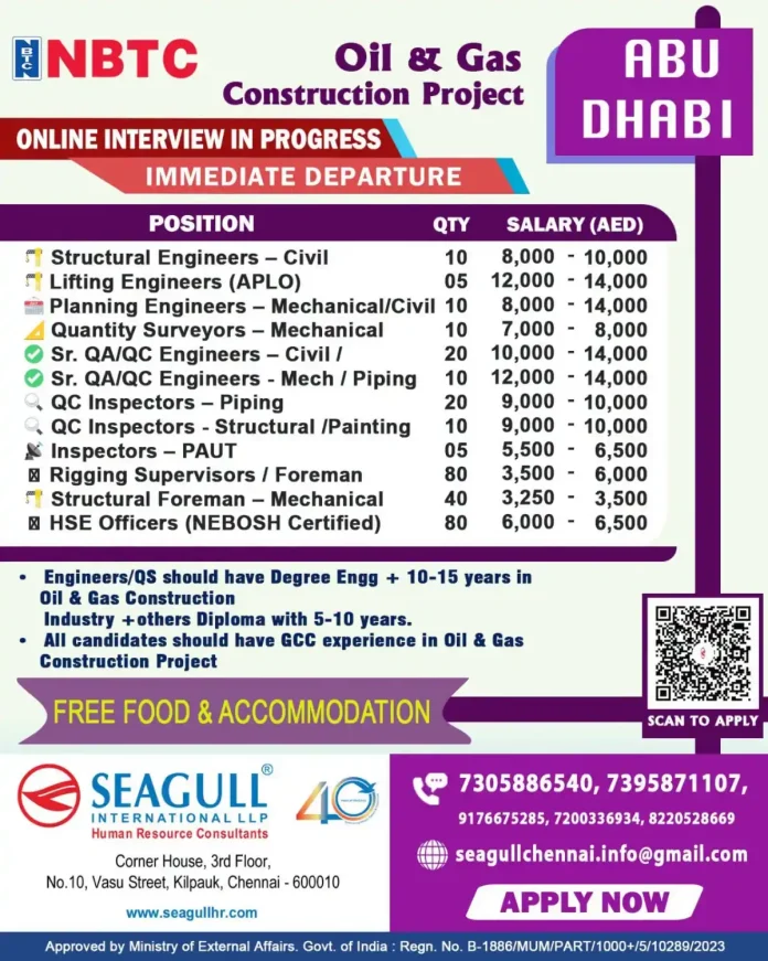Oil & Gas Construction Jobs in Abu Dhabi - NBTC Project