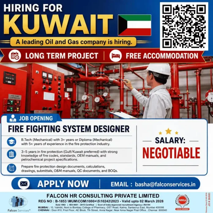 Fire Fighting System Designer job in Kuwait oil and gas project
