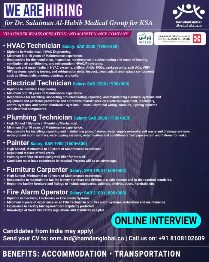 Dr. Sulaiman Al-Habib Medical Group Hiring KSA Maintenance Jobs
