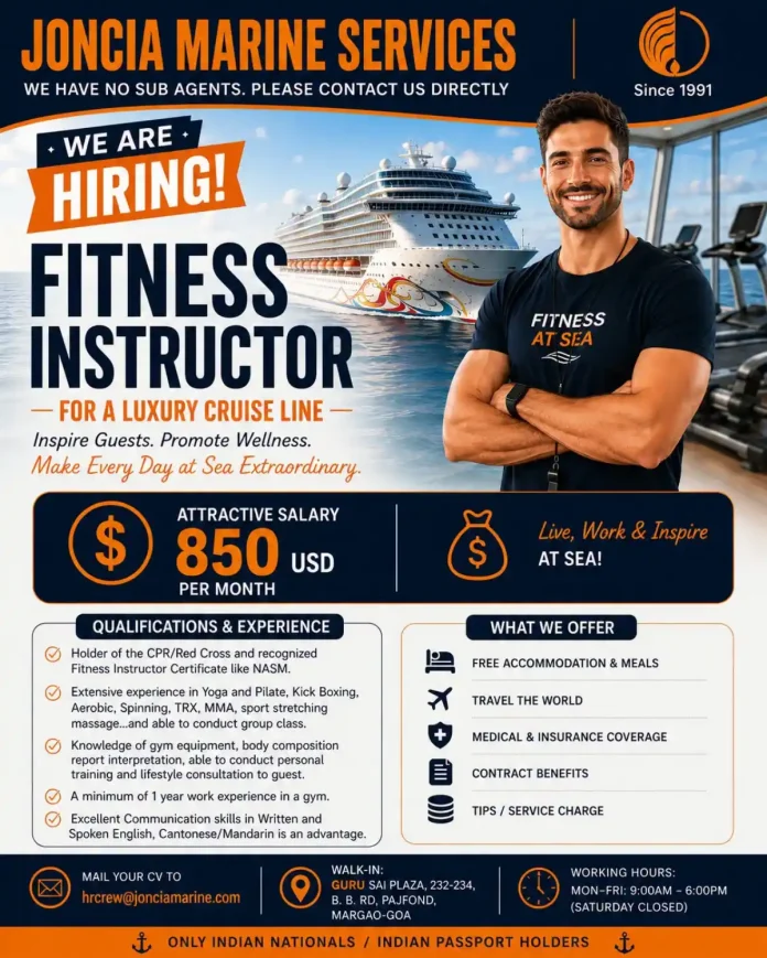 Fitness Instructor for Luxury Cruise Line – Joncia Marine Services