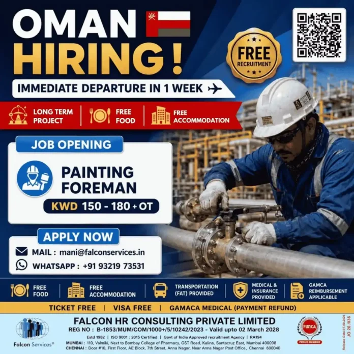Painting Foreman Job in Oman – Falcon Services