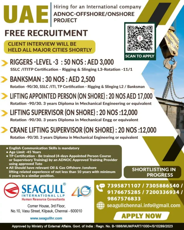 ADNOC Offshore Onshore Project Jobs in UAE - Seagull International Recruitment