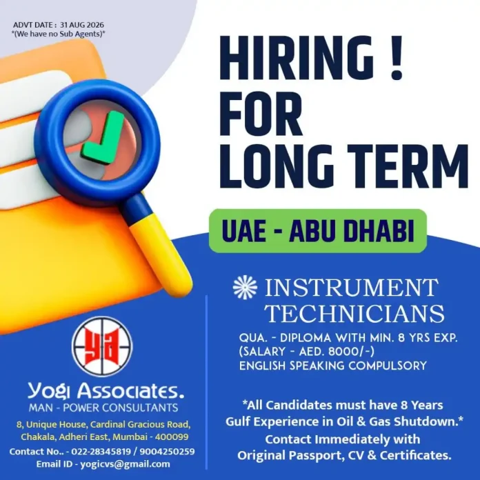 Instrument Technician Jobs in Abu Dhabi UAE for Oil and Gas Shutdown