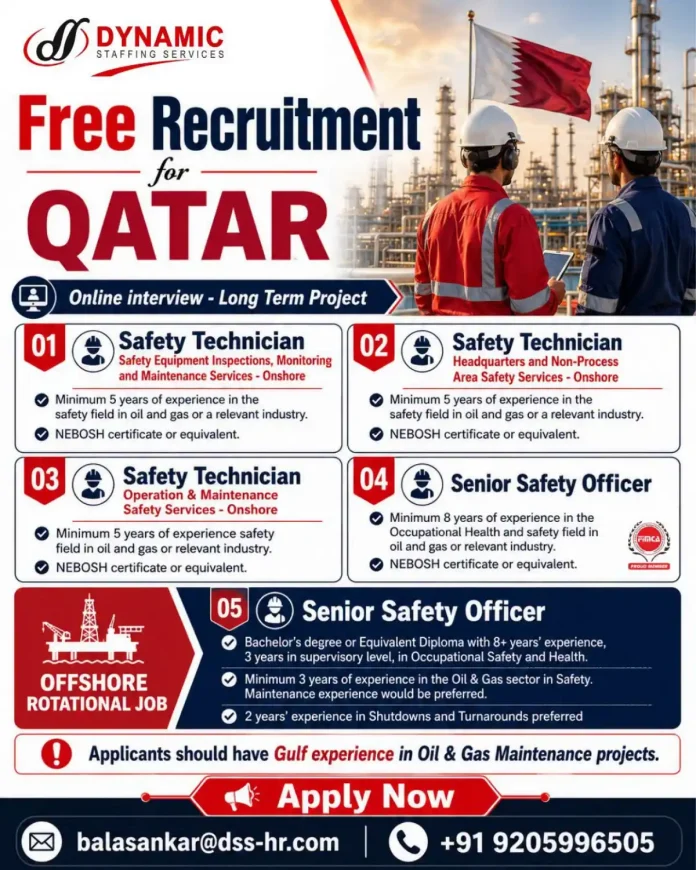 Safety Technician and Senior Safety Officer Jobs Qatar Oil & Gas Recruitment