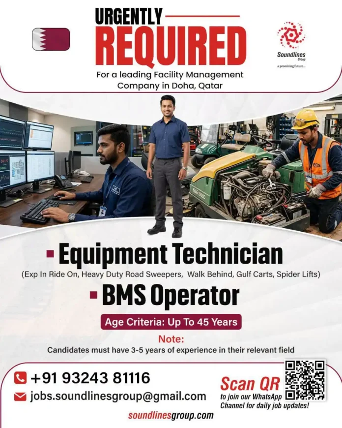Soundlines Group Equipment Technician and BMS Operator jobs in Doha Qatar