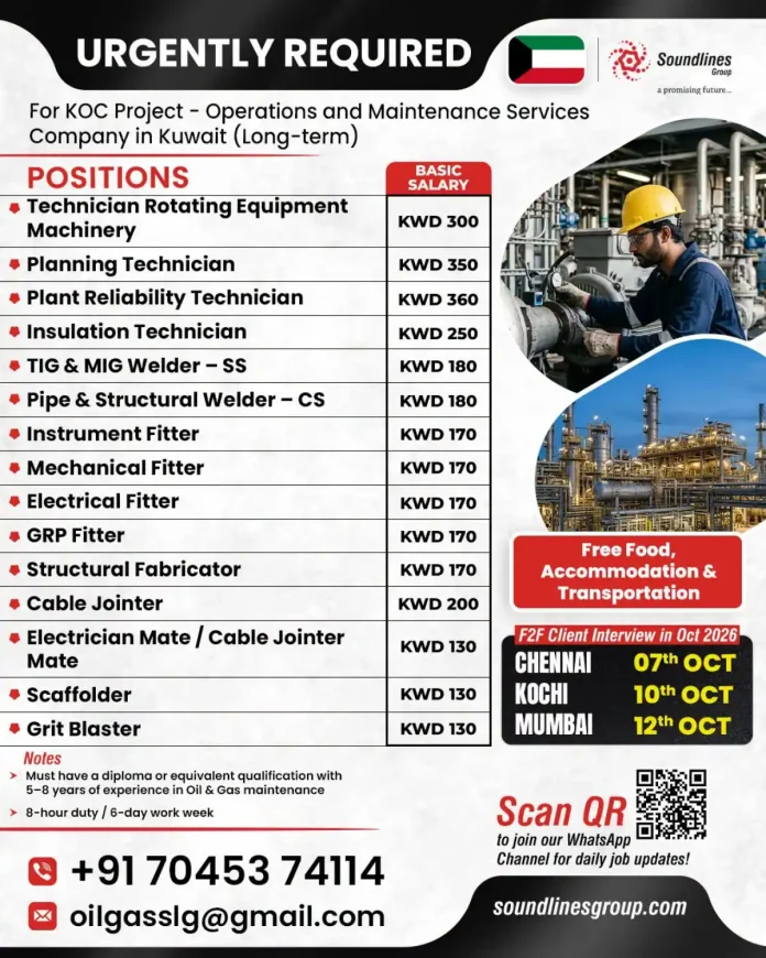 KOC Project Kuwait Operations and Maintenance jobs with Soundlines Group