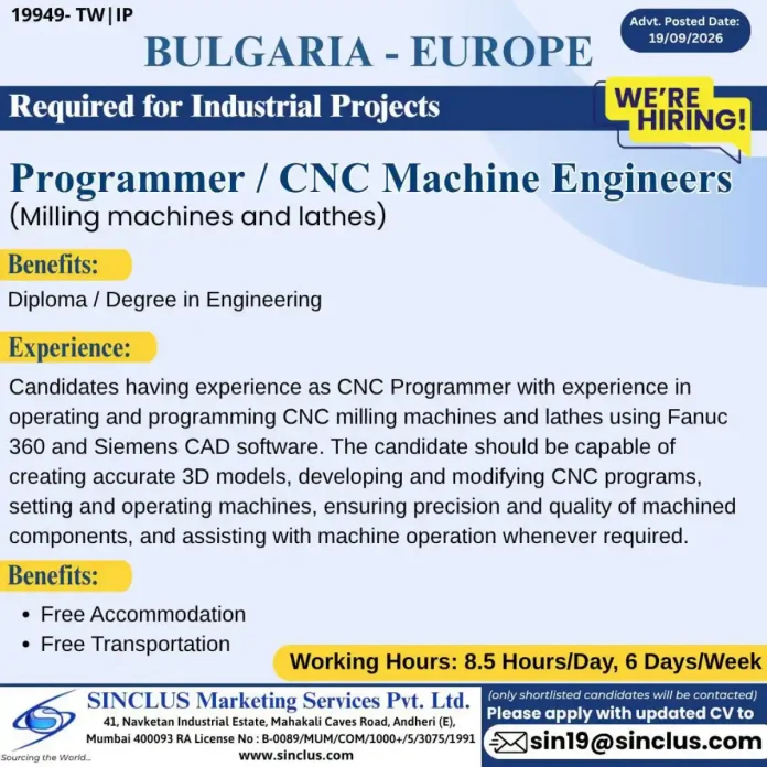 CNC Programmer operating CNC milling machine and lathe for industrial project in Bulgaria