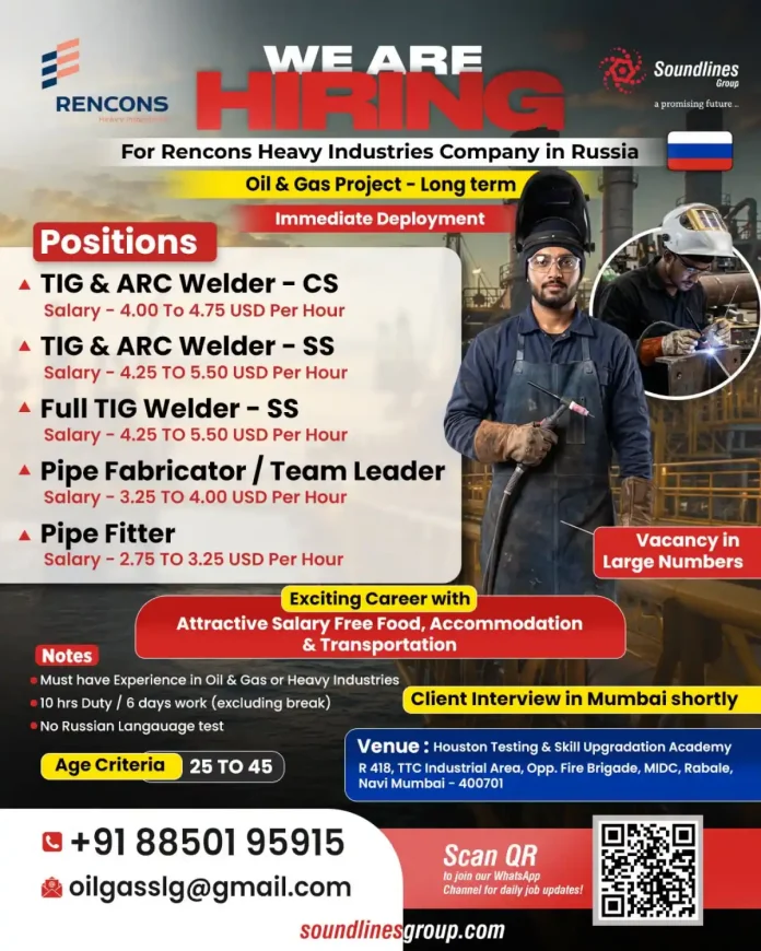 Rencons Heavy Industries Russia oil and gas jobs for welders pipe fitters and fabricators