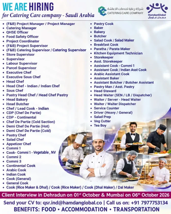 Catering Jobs in Saudi Arabia – HamdanGlobal Hiring