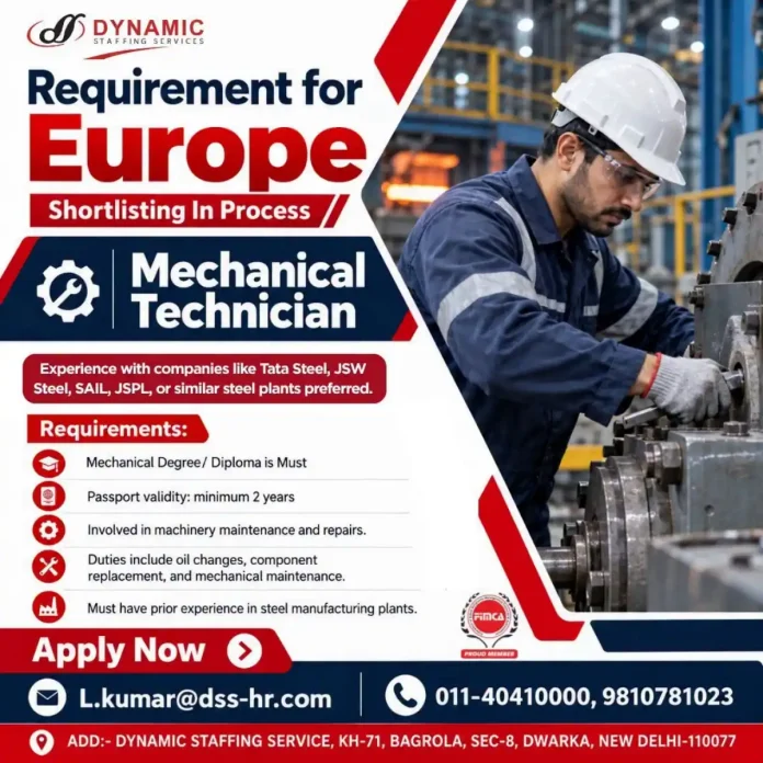 Mechanical Technician working in a steel plant