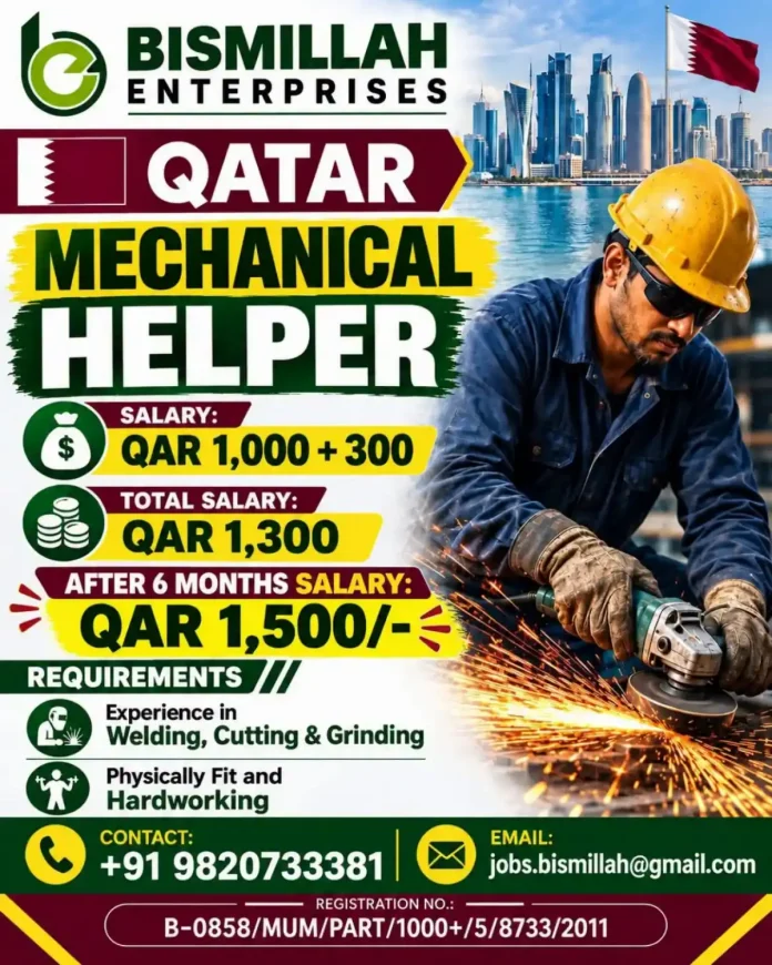 Mechanical Helper job in Qatar at Bismillah Enterprises