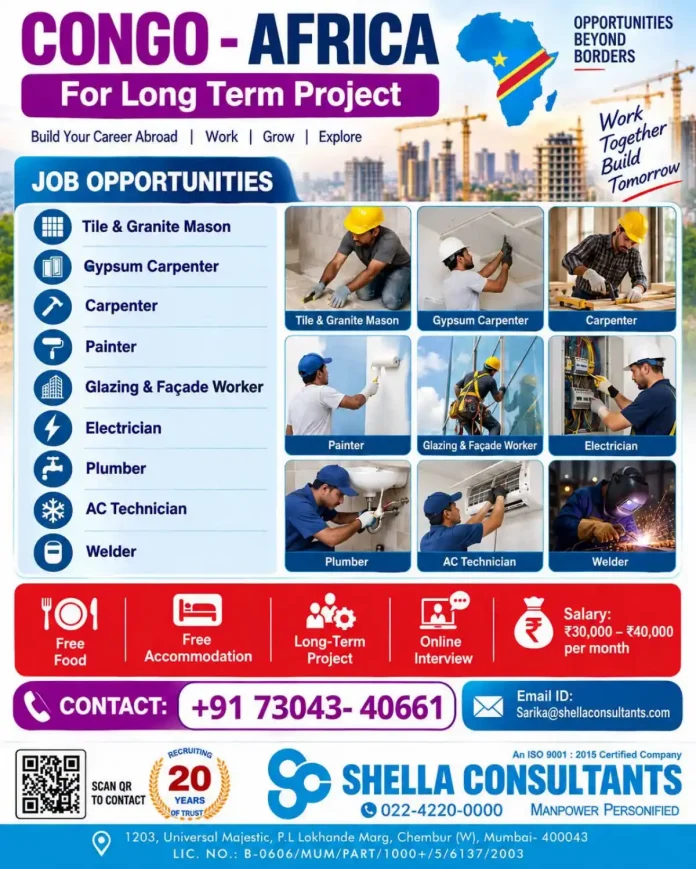 Congo Africa job opportunities for Indian workers - Shella Consultants