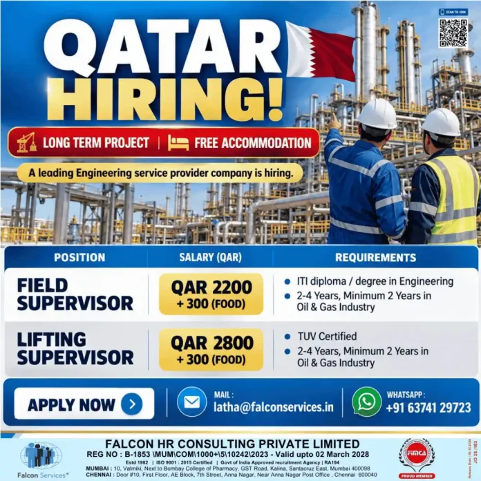 Lifting Supervisor Job in Qatar - Falcon Services Hiring