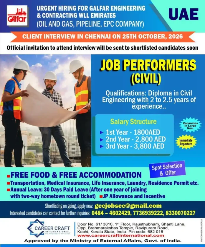 Galfar Engineering & Contracting WLL Emirates UAE civil diploma job vacancy