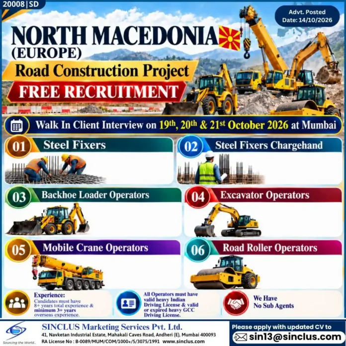 Road Construction Jobs in North Macedonia – SINCLUS Recruitment