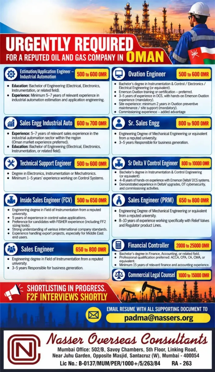 Oil and gas engineering jobs in Oman with Nasser Overseas Consultants
