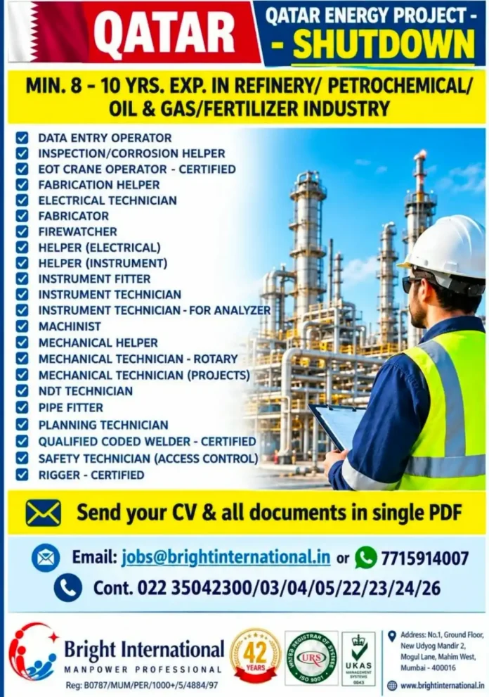 Bright International Qatar Energy Shutdown Jobs