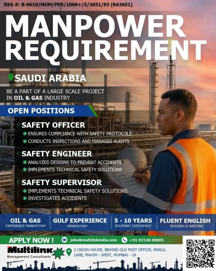 Oil and gas safety professionals at a Saudi Arabia project site