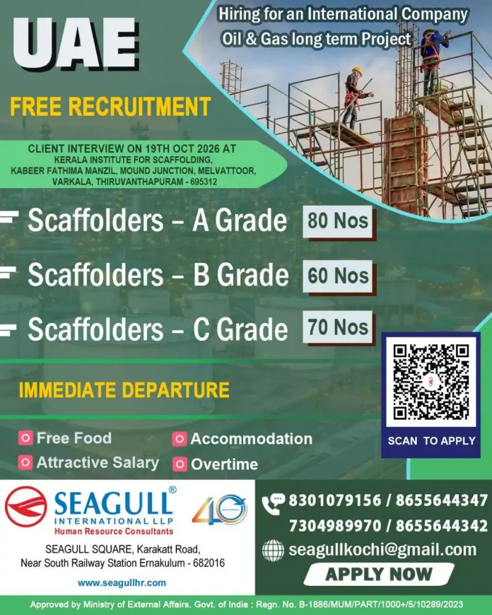 Scaffolder jobs in UAE Oil and Gas project free recruitment