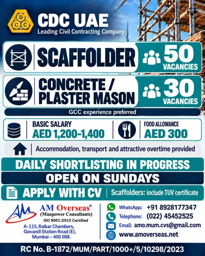 Scaffolder and Concrete Mason working in UAE