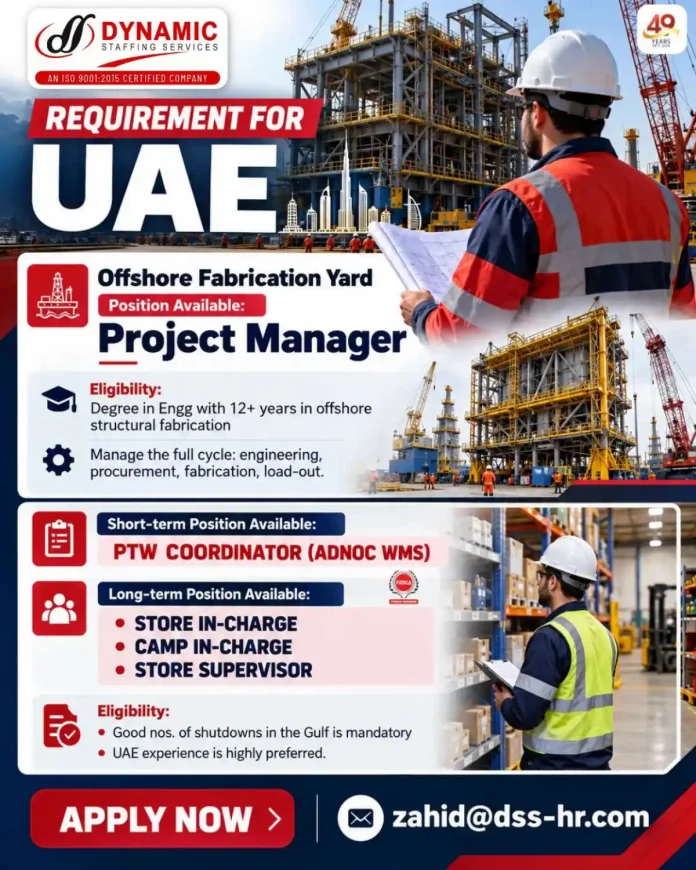 Dynamic Staffing Services offshore fabrication yard jobs in UAE