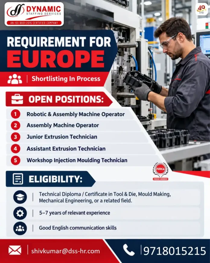 Dynamic Staffing Services hiring for Europe - Machine Operators and Technicians