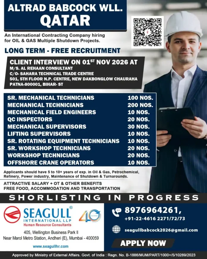 ALTRAD BABCOCK Qatar oil and gas shutdown jobs recruitment 2026