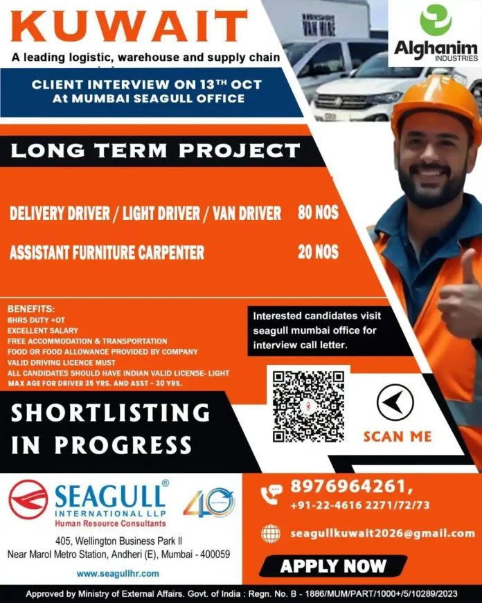 Kuwait Delivery Driver and Assistant Furniture Carpenter Jobs at Alghanim Industries