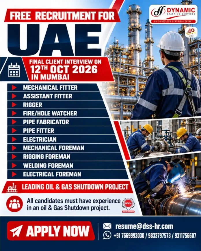 UAE Oil and Gas Shutdown Project recruitment final client interview in Mumbai on 12 October 2026