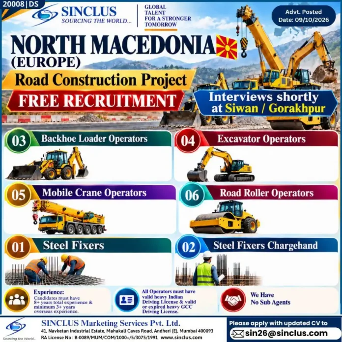 SINCLUS North Macedonia Road Construction Recruitment 2026